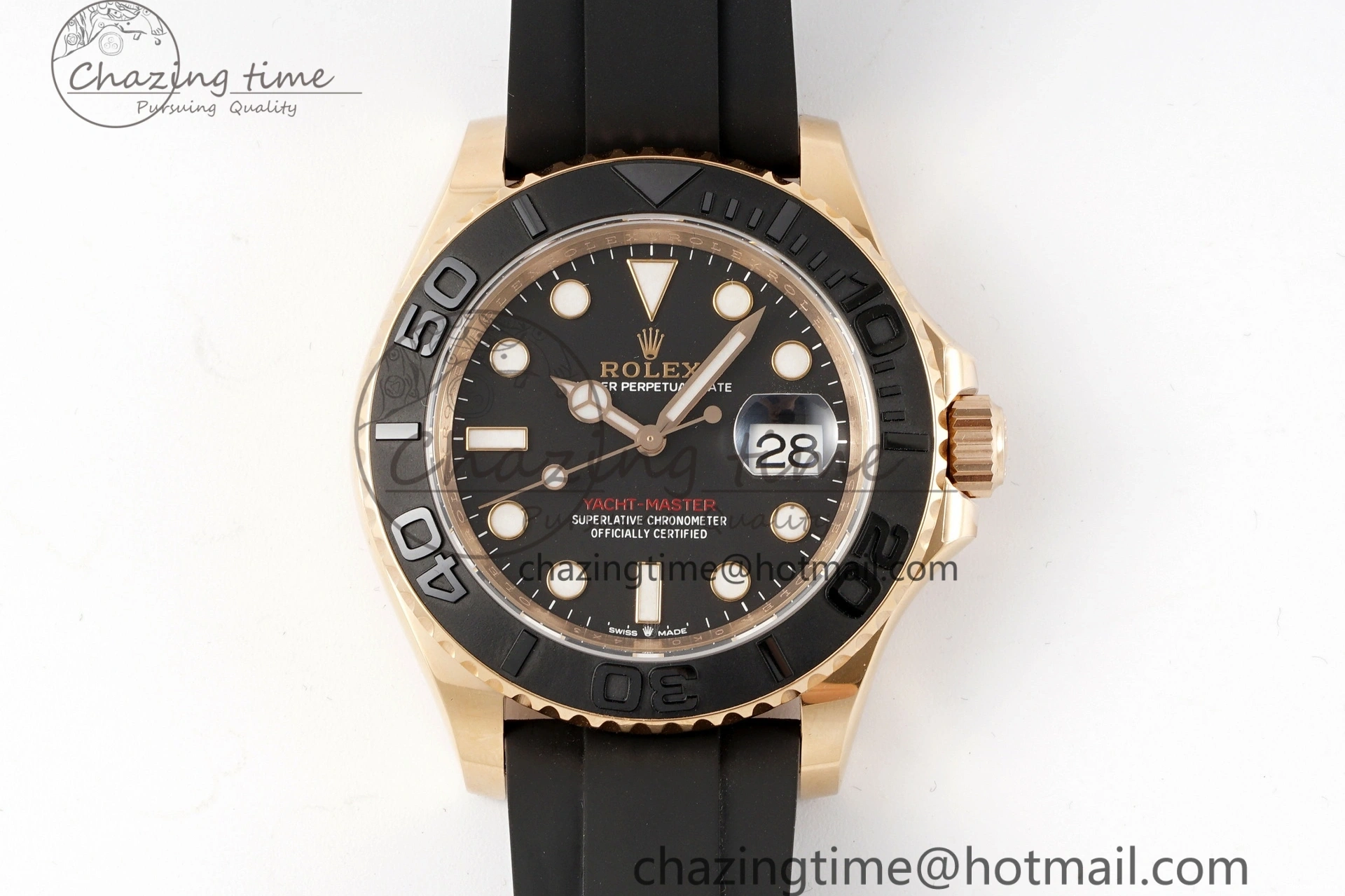 0124 Stretchable Yacht-Master 126655 C+F 1:1 Best Edition Black Ceramic Bezel on Oysterflex Rubber Strap VR 1955